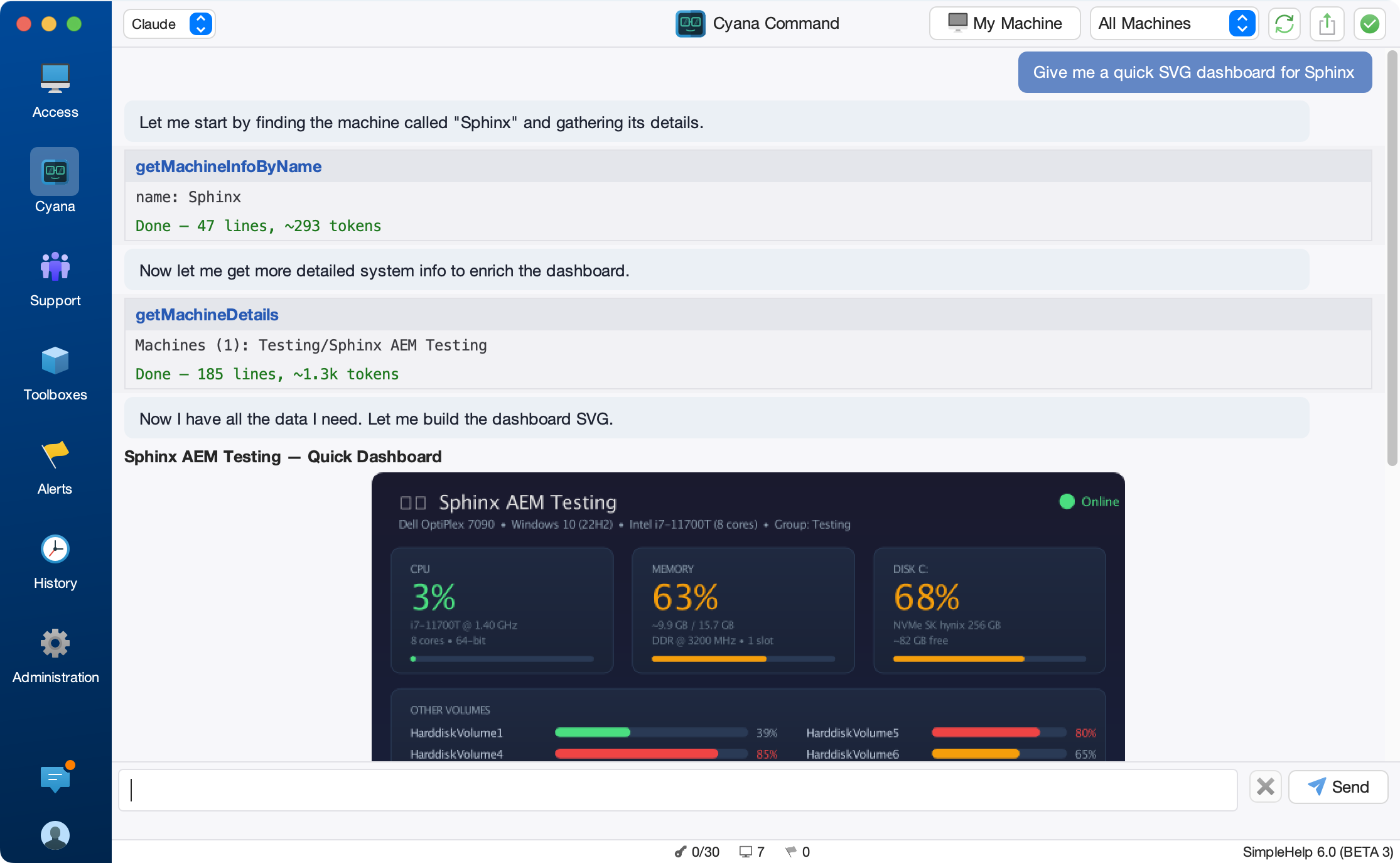 Cyana Command Screenshot