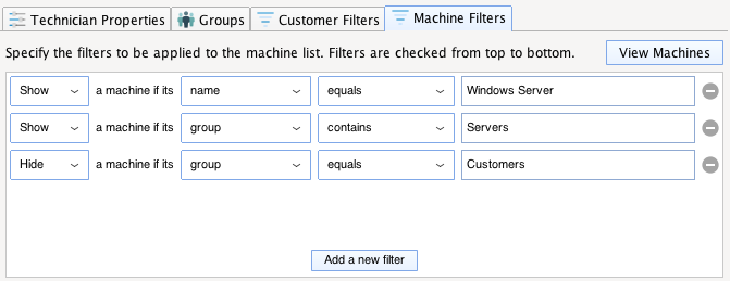 Machine Filters Screenshot