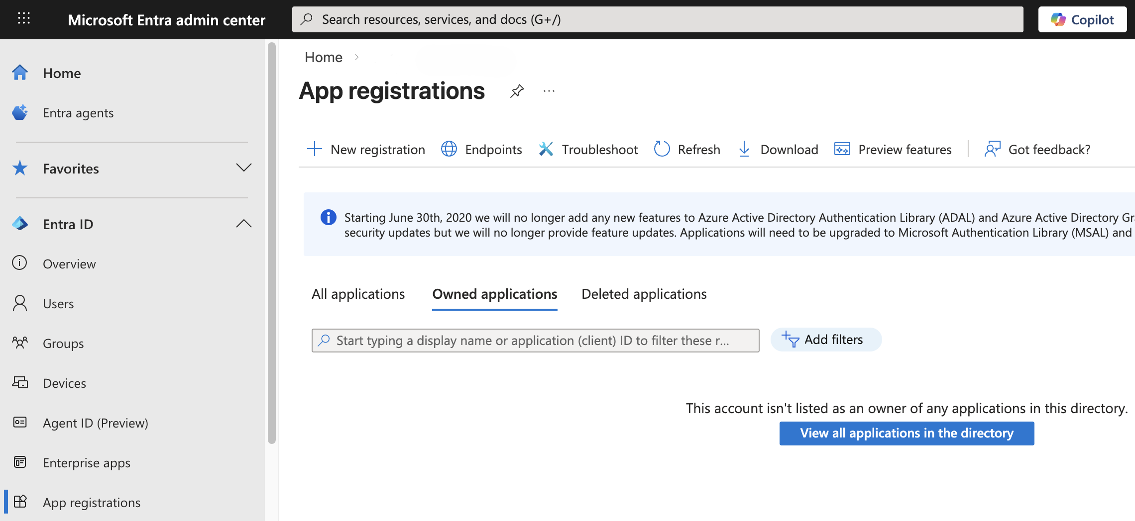App Registrations Screenshot